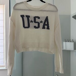 Grayson Threads Cream USA Graphic Sweater